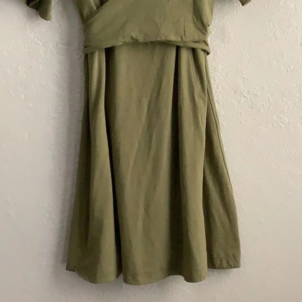 Lululemon Cotton Wrap Front Dress with Crew Neck and Short Sleeves - Picture 3 of 8